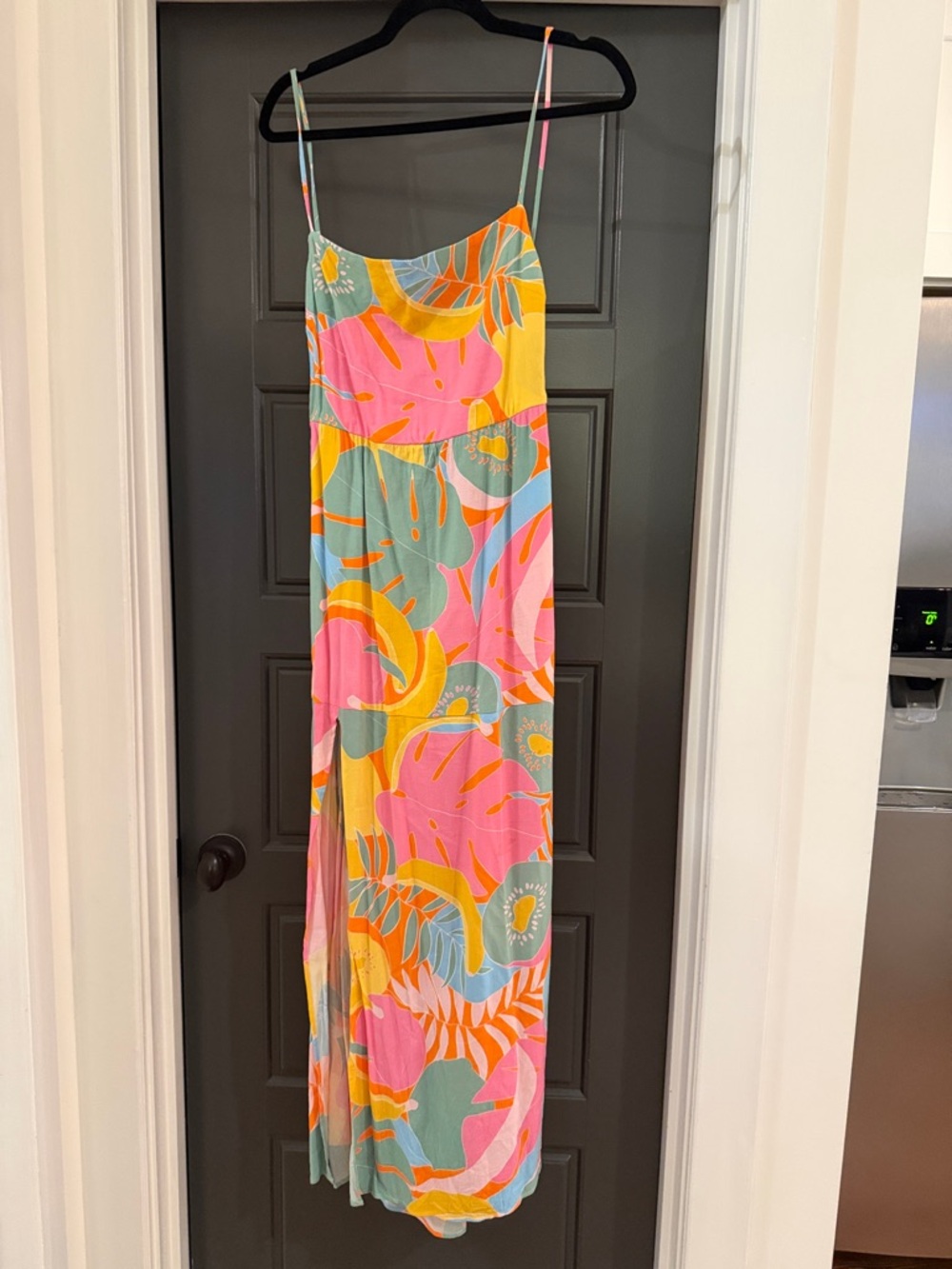 Lilly Pulitzer Pink Yellow Teal Tropical Slip Maxi Dress